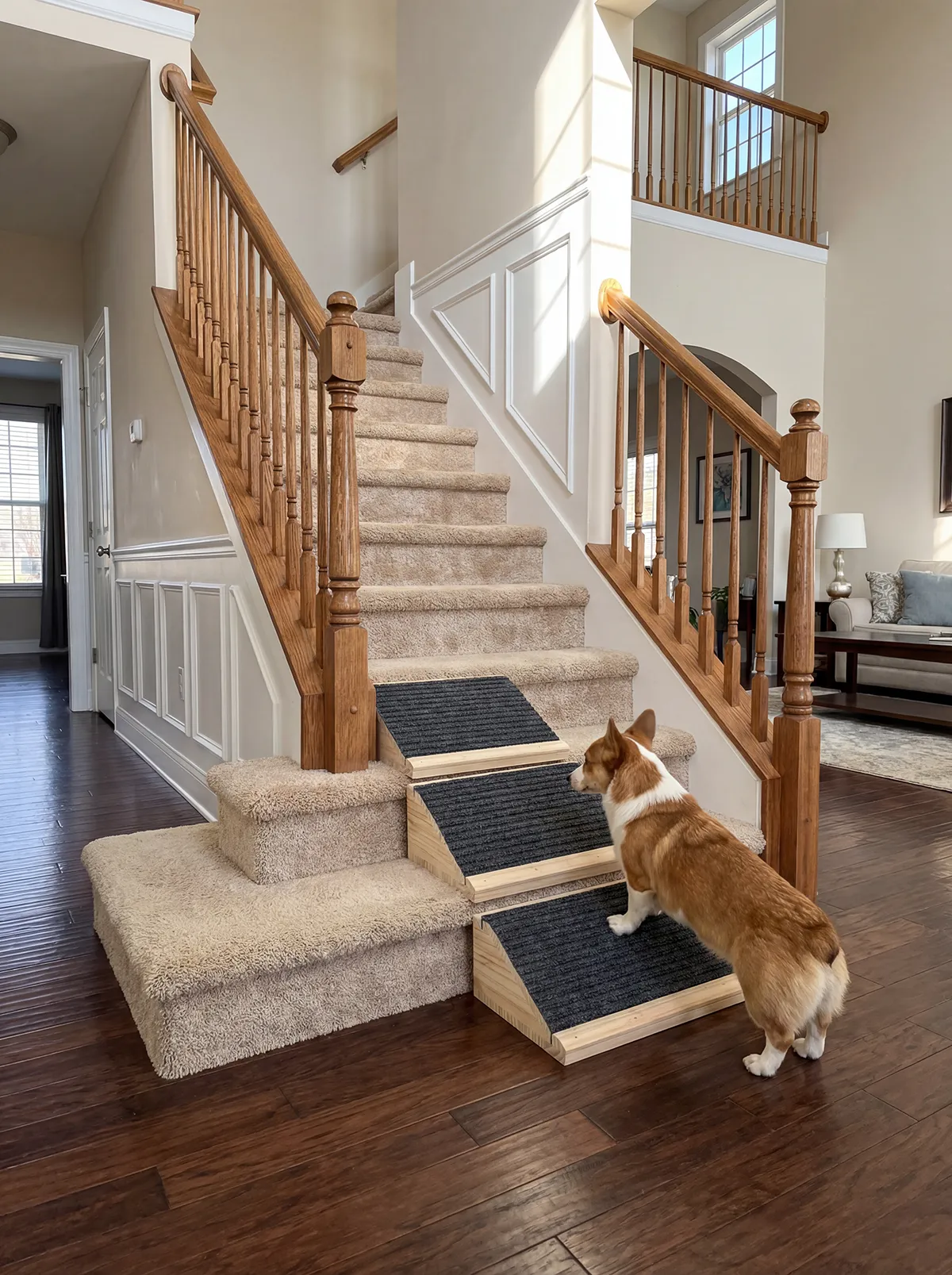 Dog Ramp for Stairs, Low-Angled Pet Stairs Ramps for Small Older Injured Dogs, Medium Dogs, 2 Pack